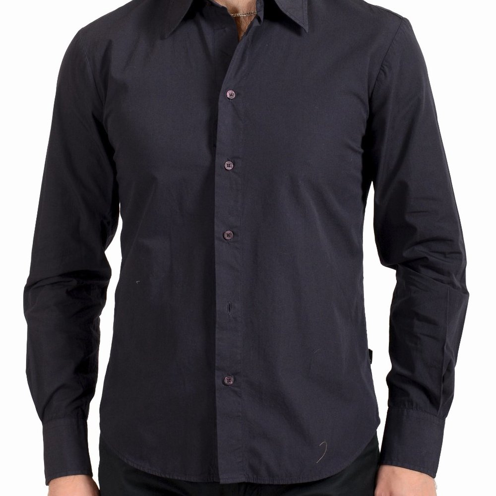 Exte Men's Deep Purple Long Sleeve Casual Shirt US S IT 48